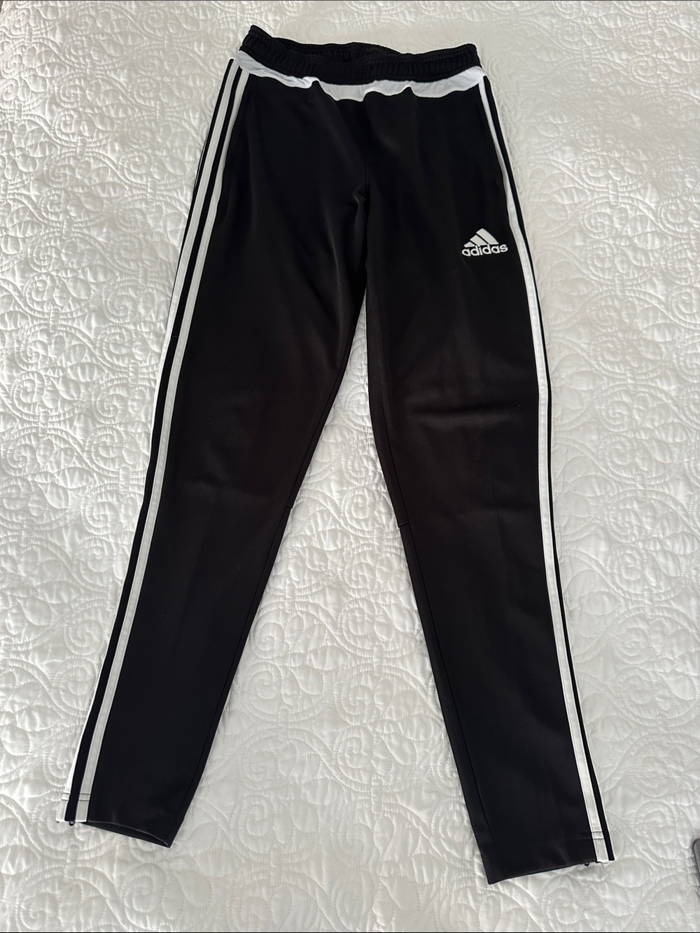 Adidas Mens Black Track Pants with White Stripes